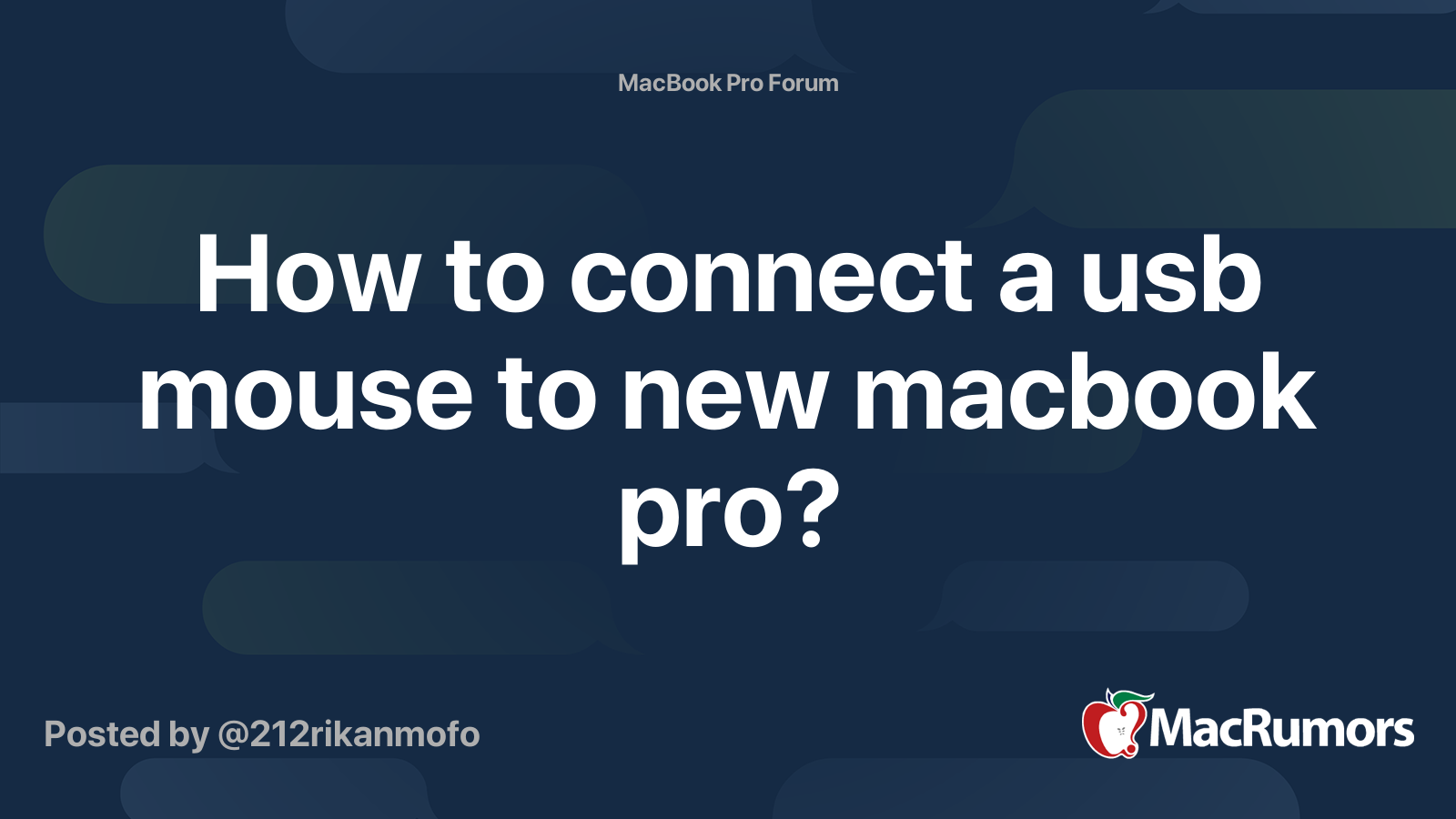 How to connect a usb mouse to new macbook pro? MacRumors Forums