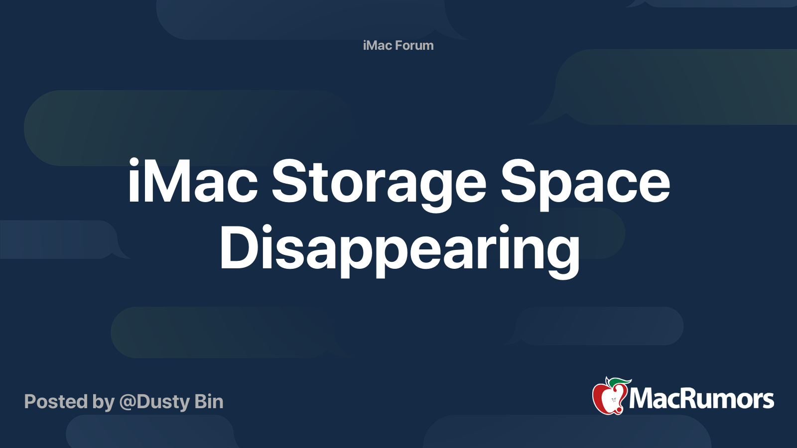 iMac Storage Space Disappearing | MacRumors Forums