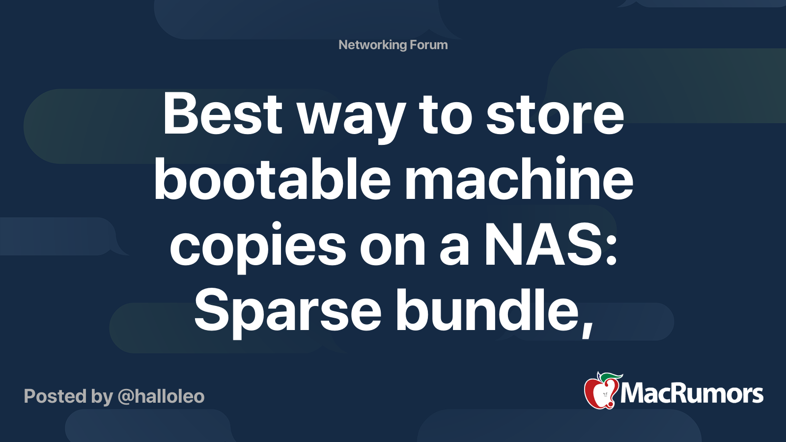 Best way to store bootable machine copies on a NAS Sparse bundle