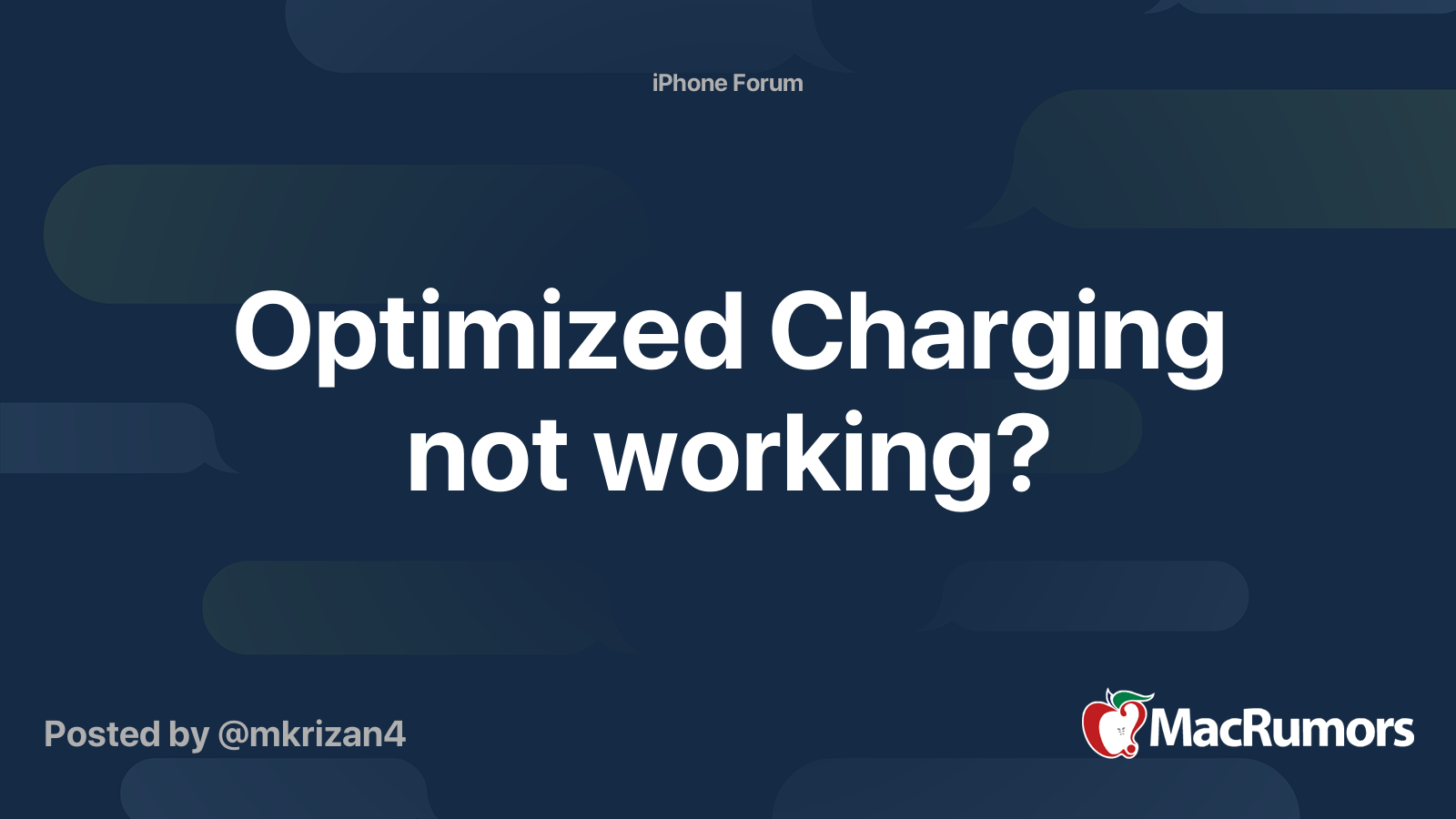 Optimized Charging Not Working MacRumors Forums