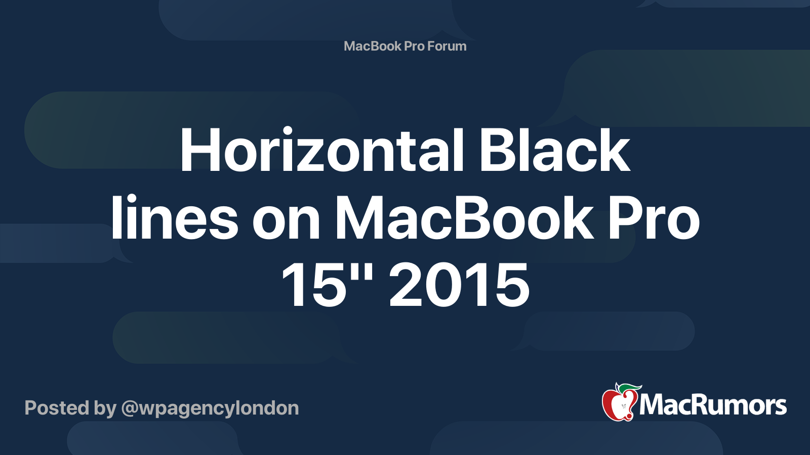 Horizontal Black lines on MacBook Pro 15" 2015 MacRumors Forums
