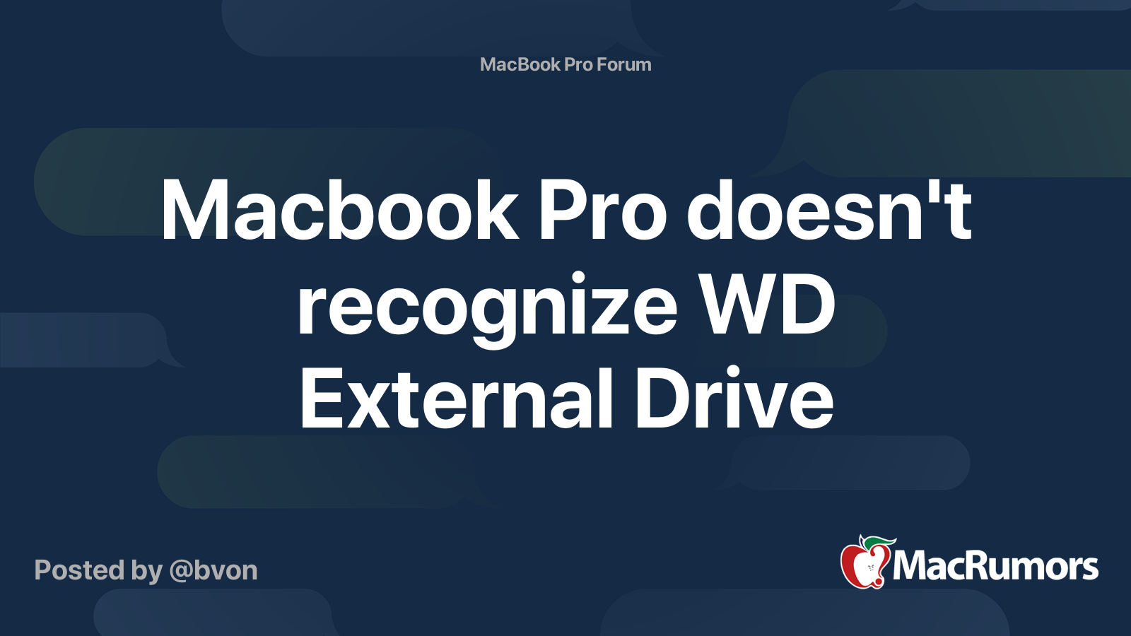 Macbook Pro doesn't recognize WD External Drive MacRumors Forums