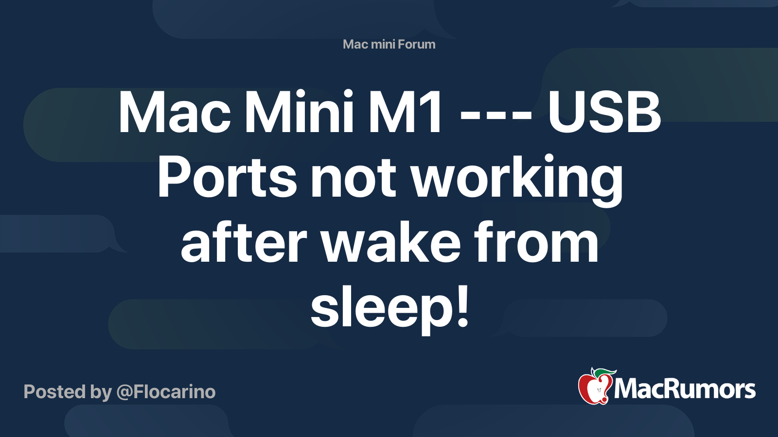 Mac Mini M1 USB Ports not working after wake from sleep