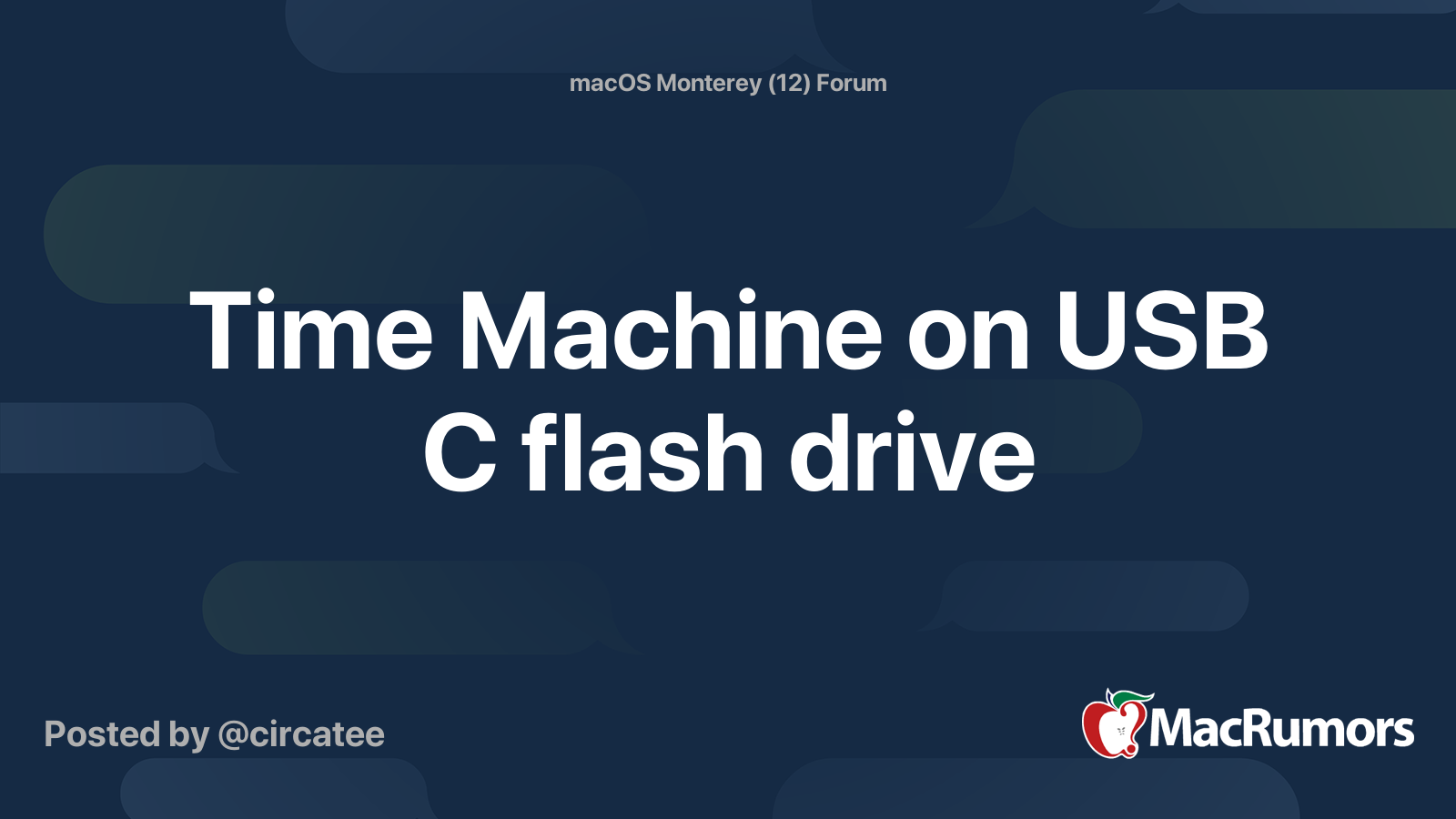 Time Machine on USB C flash drive | MacRumors Forums