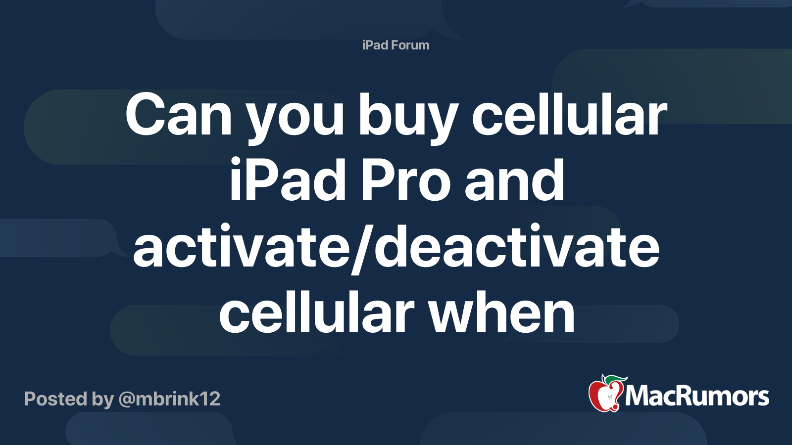 iPad Cellular Activation