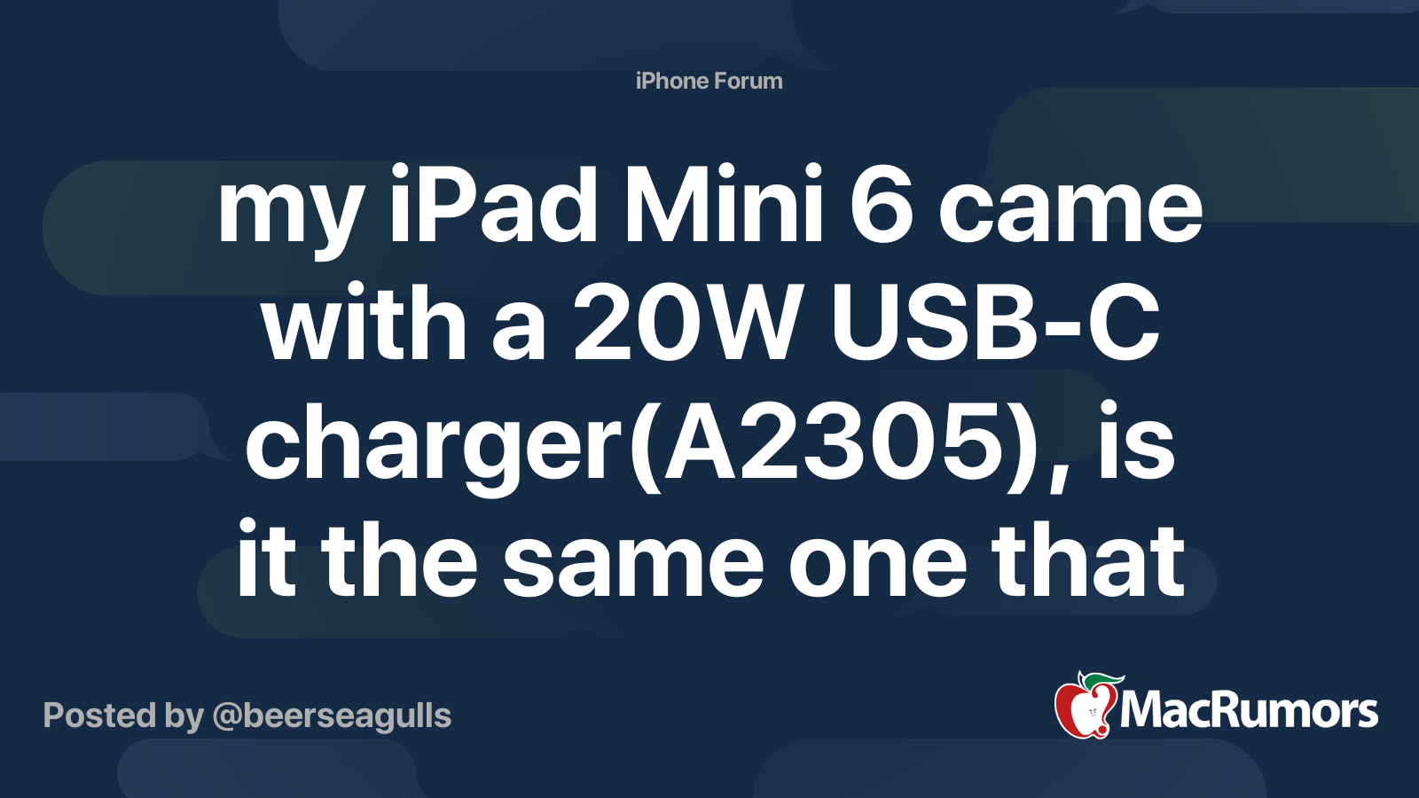 MHJA3AM/A) 20W USB-C Power Adapter - Apple A2305