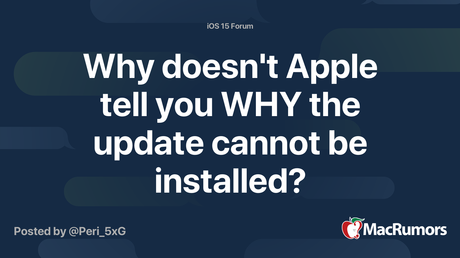Why doesn't Apple tell you WHY the update cannot be installed