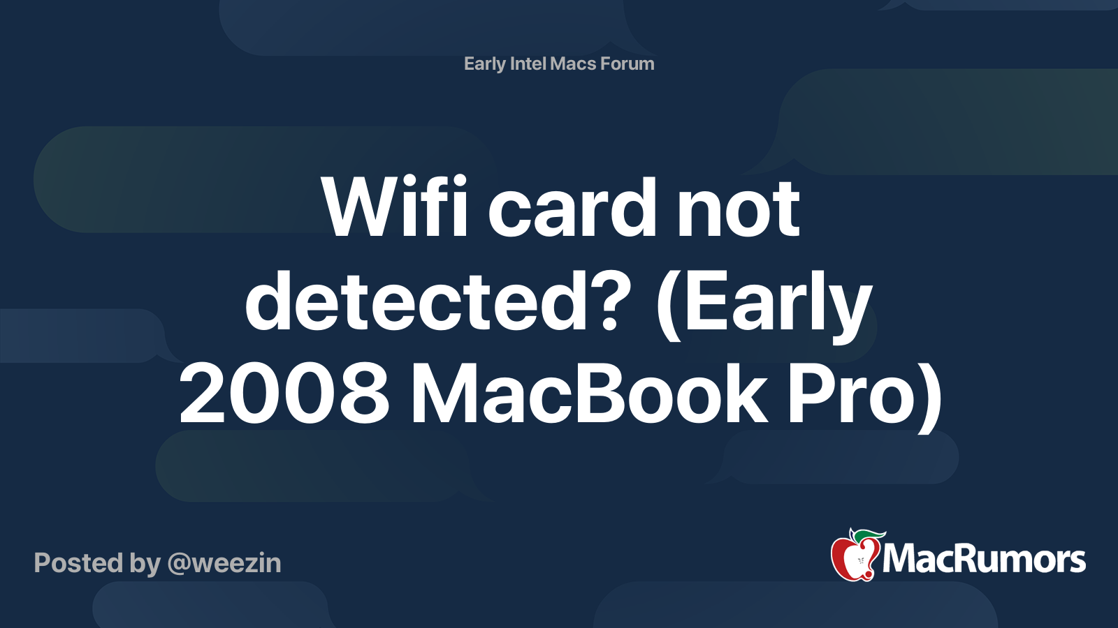 Wifi card not detected? (Early 2008 MacBook Pro) MacRumors Forums