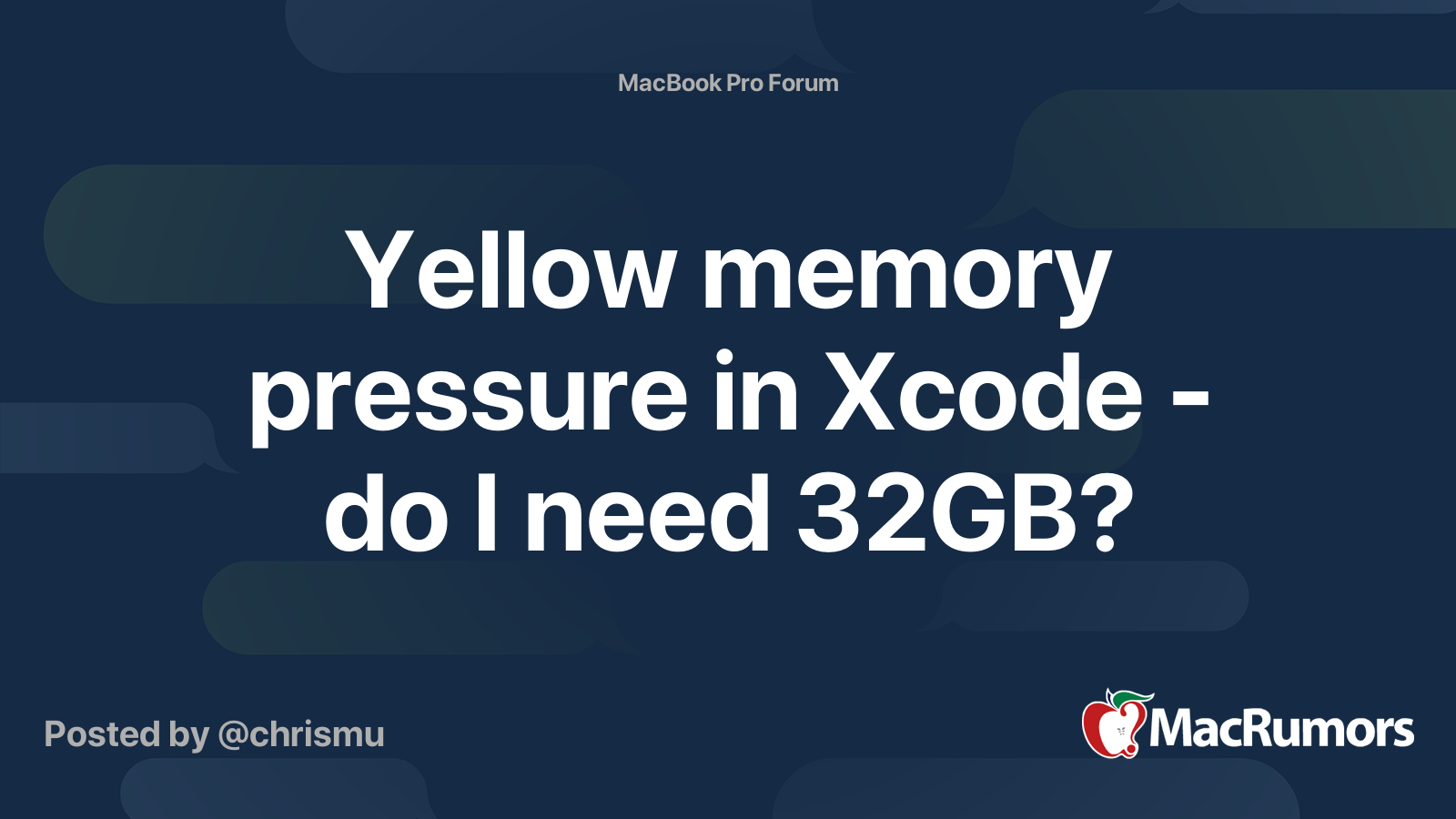 Yellow memory pressure in Xcode do I need 32GB? MacRumors Forums