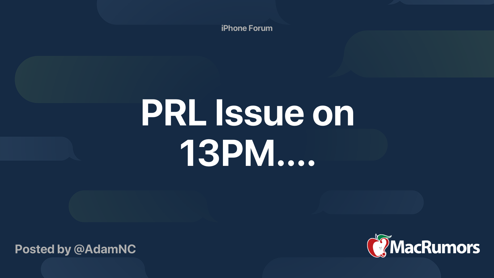 Prl Issue On 13pm Macrumors Forums