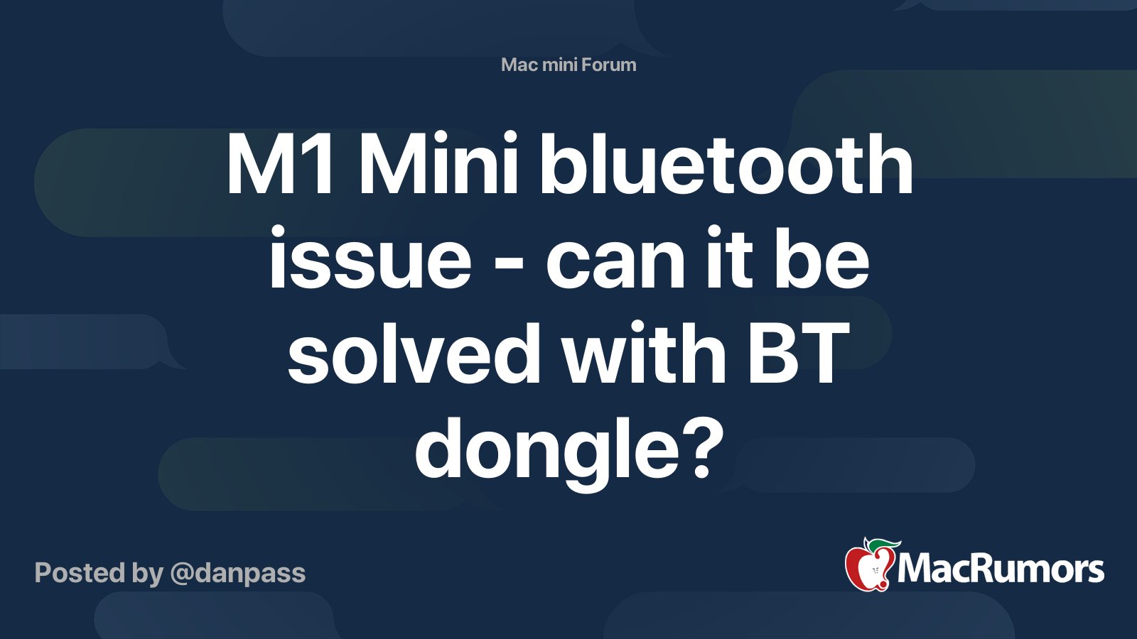 M1 Mini bluetooth issue - can it be solved with BT dongle? | MacRumors ...