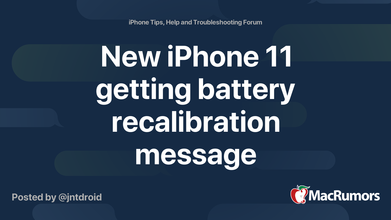 New iPhone 11 getting battery recalibration message | MacRumors Forums