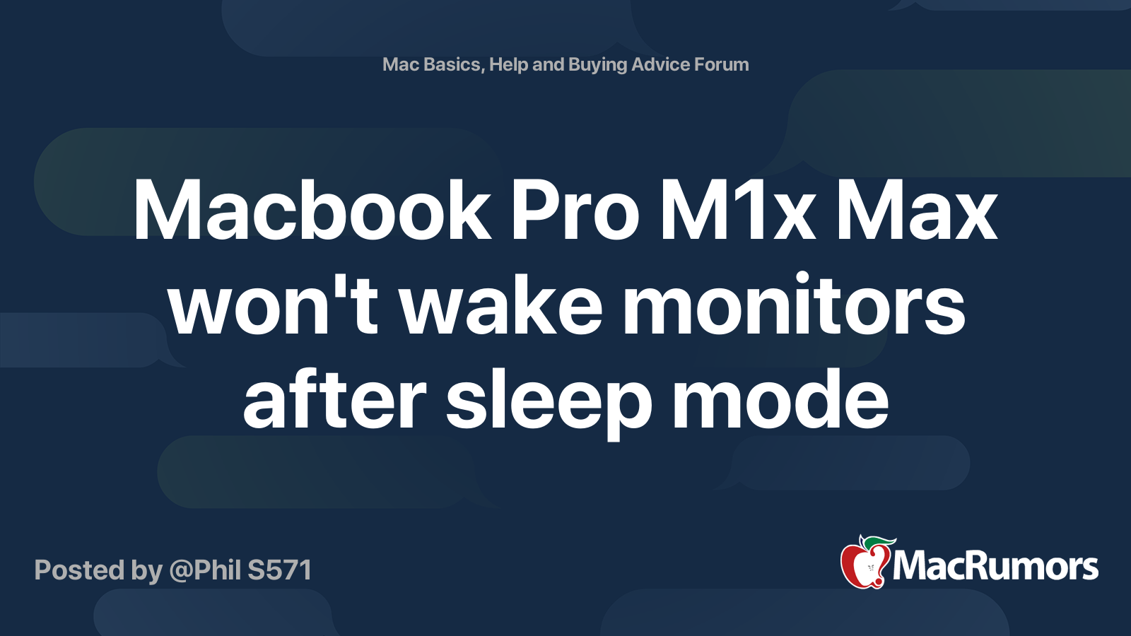 Macbook Pro M1x Max won't wake monitors after sleep mode | MacRumors Forums