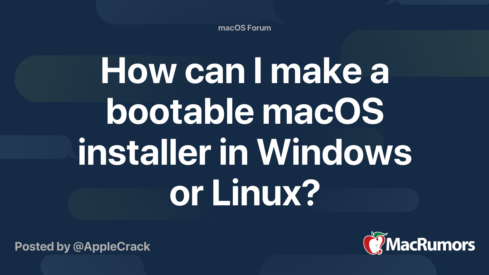 How can I make a bootable macOS installer in Windows or Linux ...