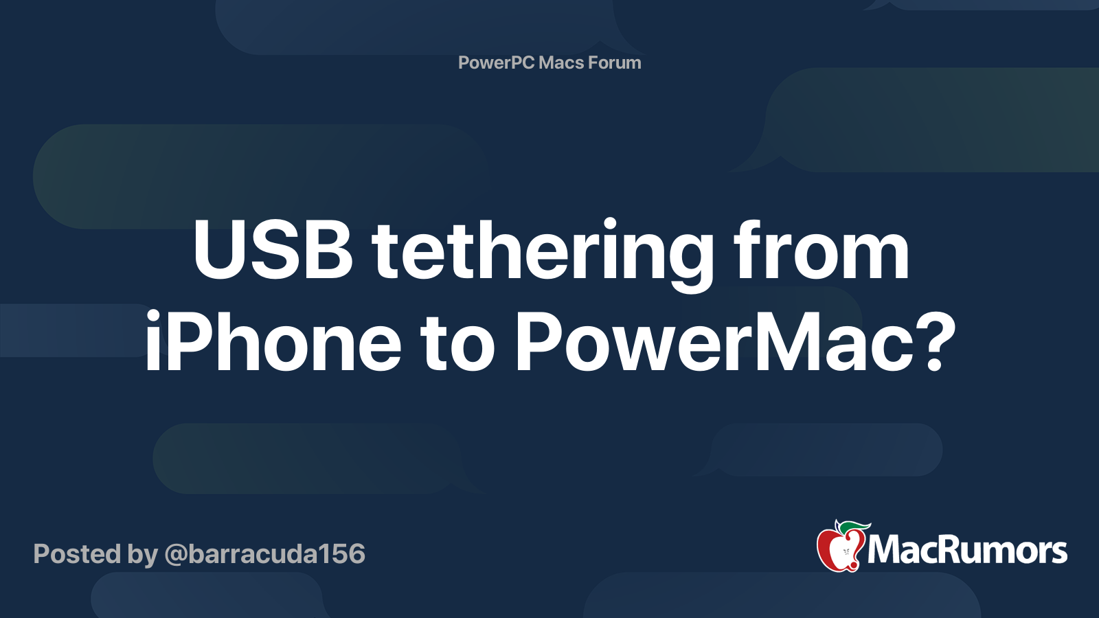 Gentleman kim Pirat USB tethering from iPhone to PowerMac? | MacRumors Forums