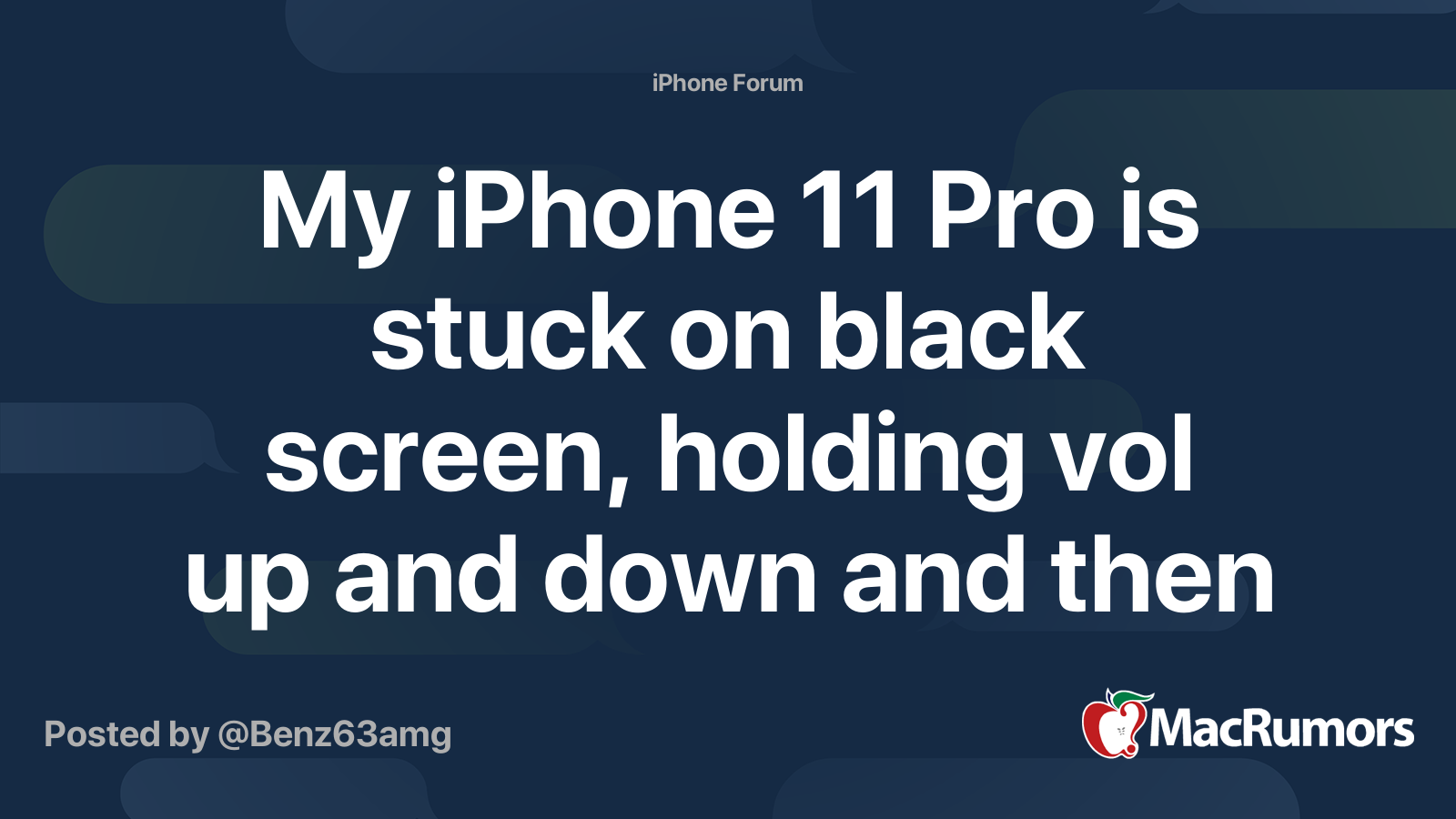My iPhone 11 Pro is stuck on black screen, holding vol up and down and then HOLDING power button