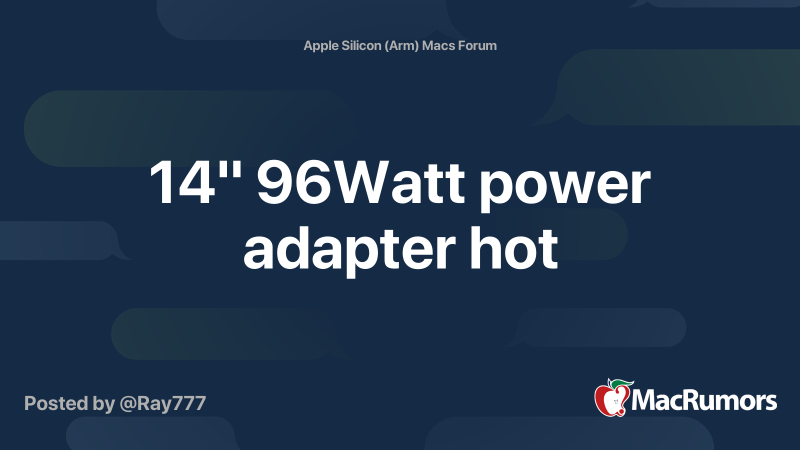 14" 96Watt power adapter hot MacRumors Forums