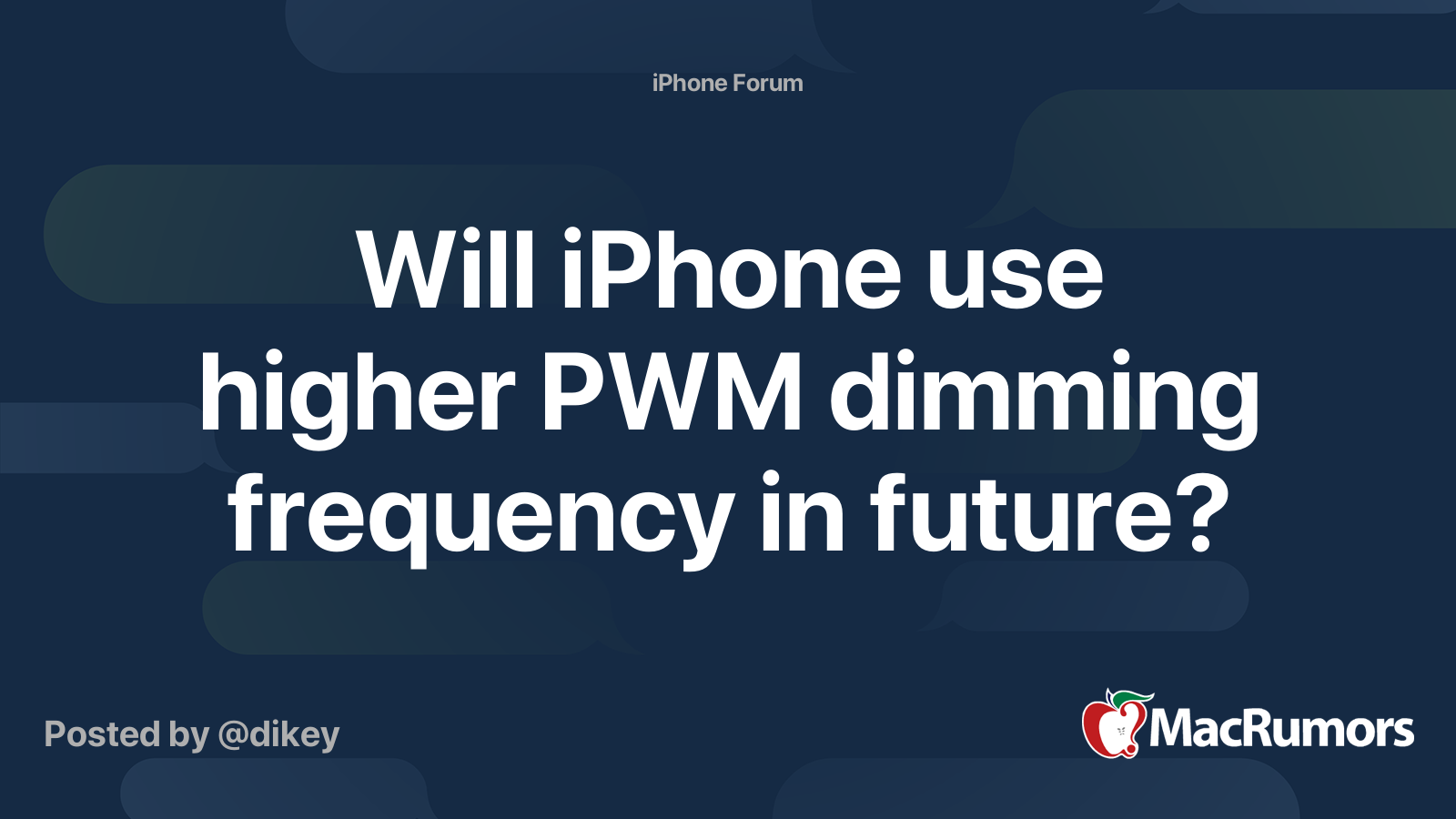 Will iPhone use higher PWM dimming frequency in future? MacRumors Forums
