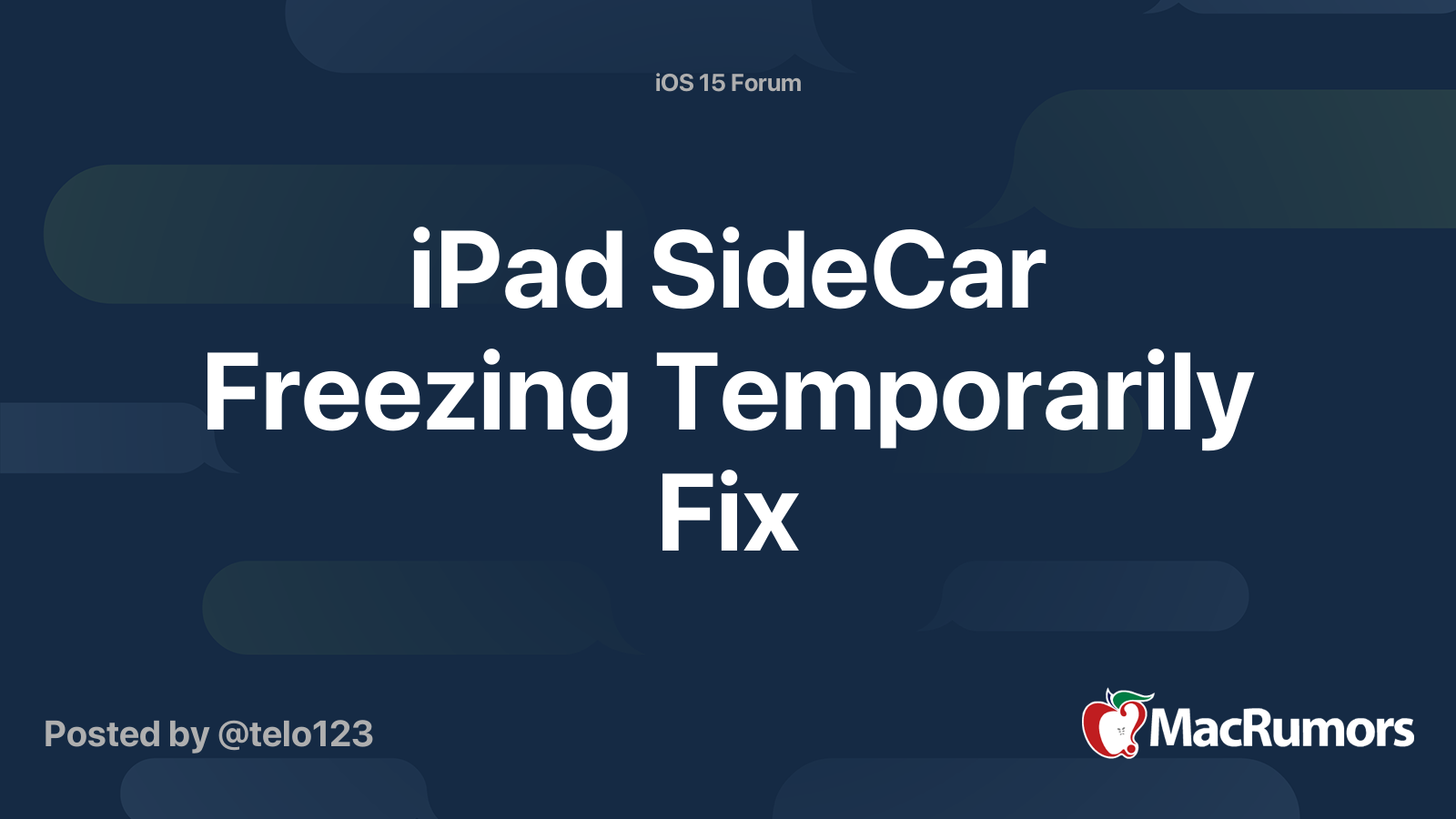 iPad SideCar Freezing Temporarily Fix MacRumors Forums