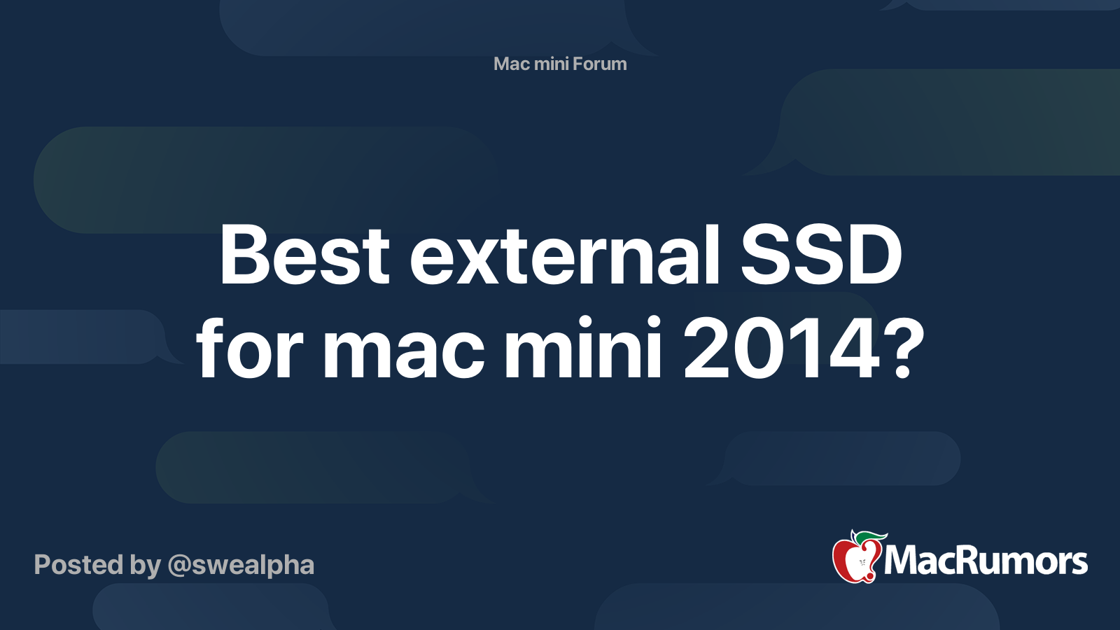 Best external SSD for mac mini 2014? MacRumors Forums