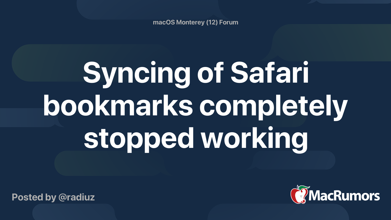 Syncing of Safari bookmarks completely stopped working MacRumors Forums