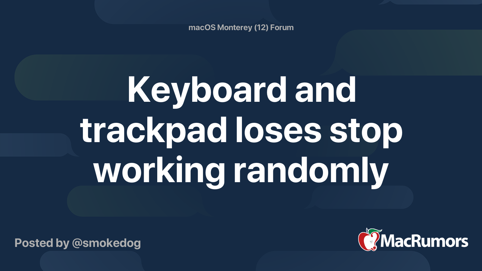 Keyboard and trackpad loses stop working randomly MacRumors Forums