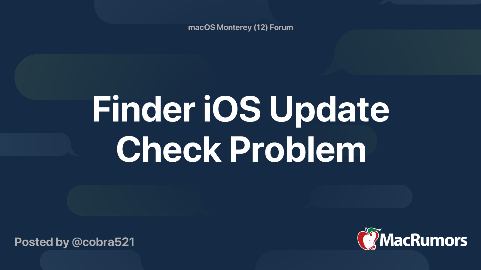 Finder iOS Update Check Problem MacRumors Forums