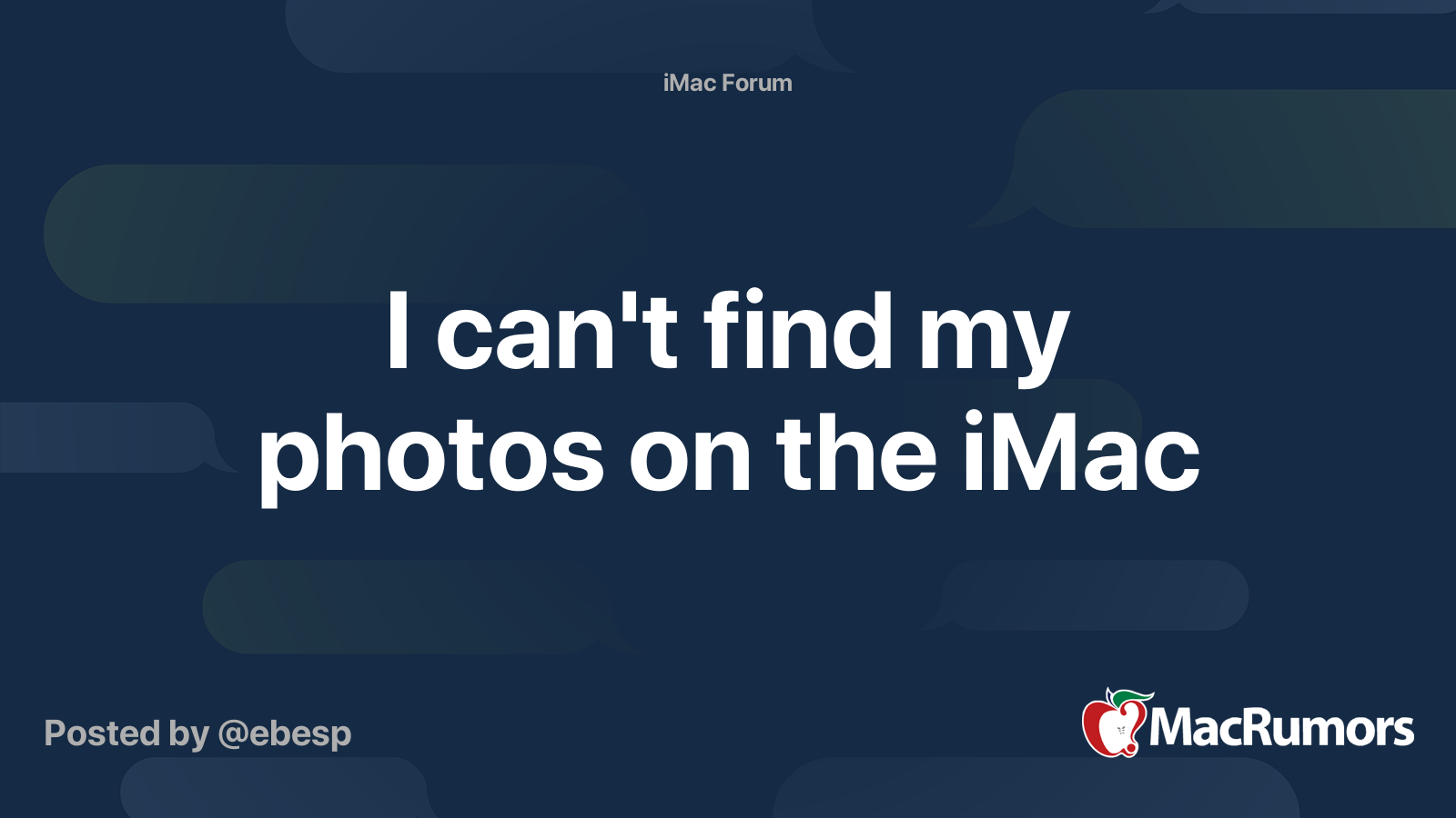 I can't find my photos on the iMac | MacRumors Forums