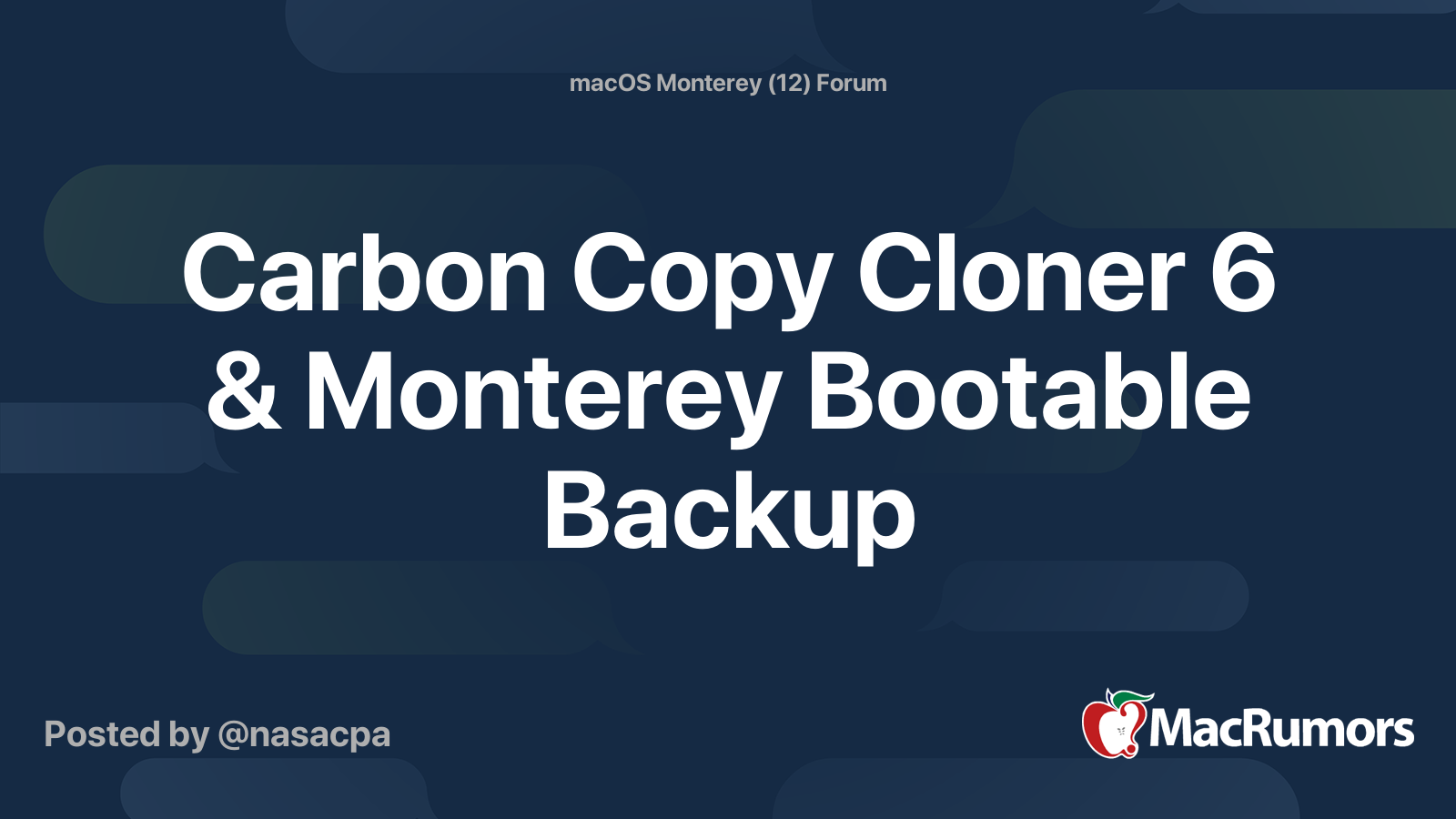 Carbon Copy Cloner 6 & Monterey Bootable Backup MacRumors Forums