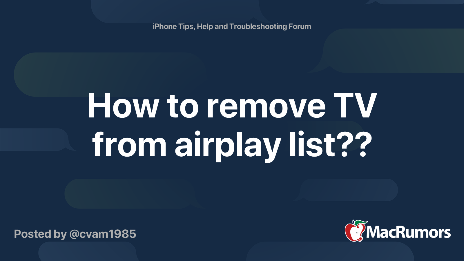 How to remove TV from airplay list?? MacRumors Forums