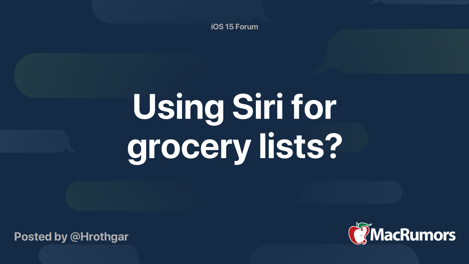 Using Siri for grocery lists? MacRumors Forums