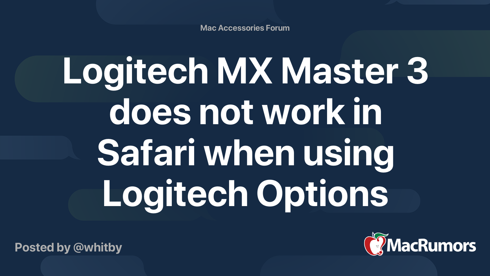 ambulance pasta Partina City Logitech MX Master 3 does not work in Safari when using Logitech Options |  MacRumors Forums