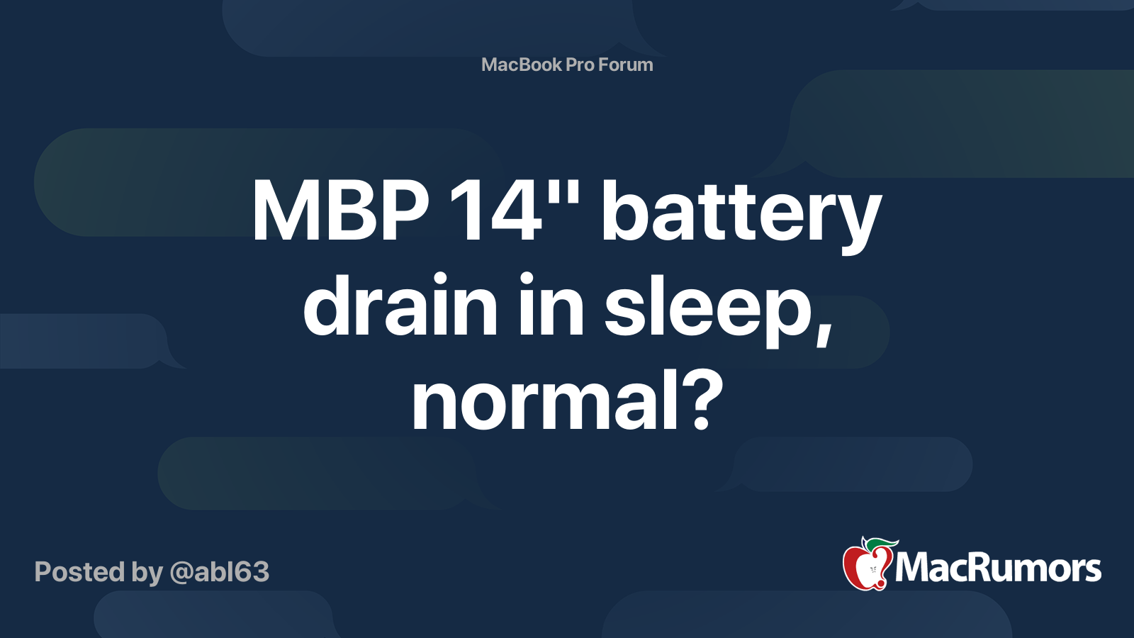 MBP 14" battery drain in sleep, normal? MacRumors Forums