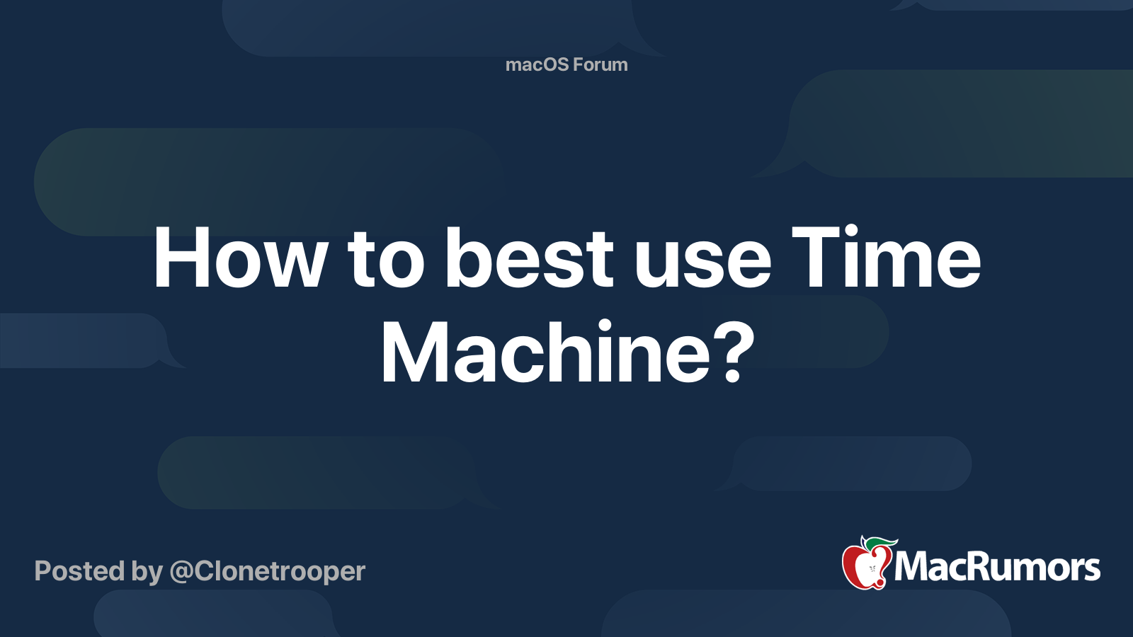 How to best use Time Machine? MacRumors Forums