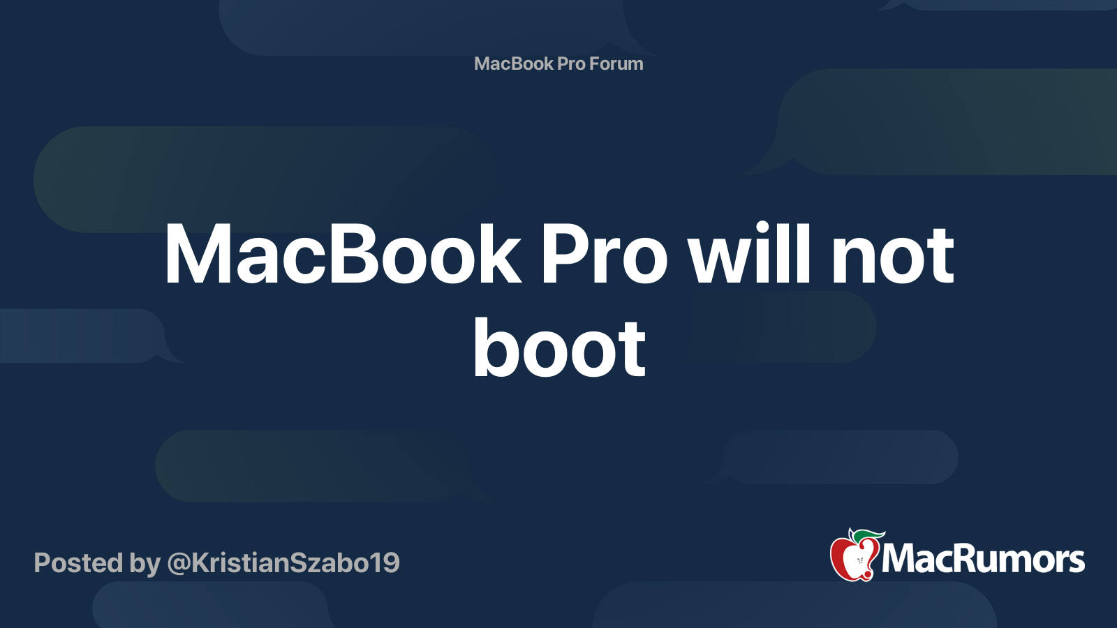 MacBook Pro will not boot | MacRumors Forums