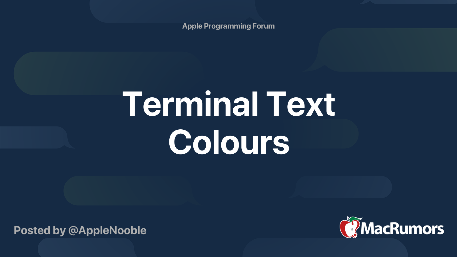 Terminal Text Colours MacRumors Forums