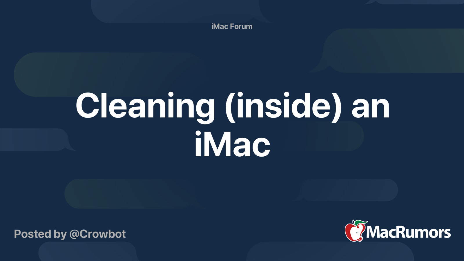 Cleaning (inside) an iMac | MacRumors Forums