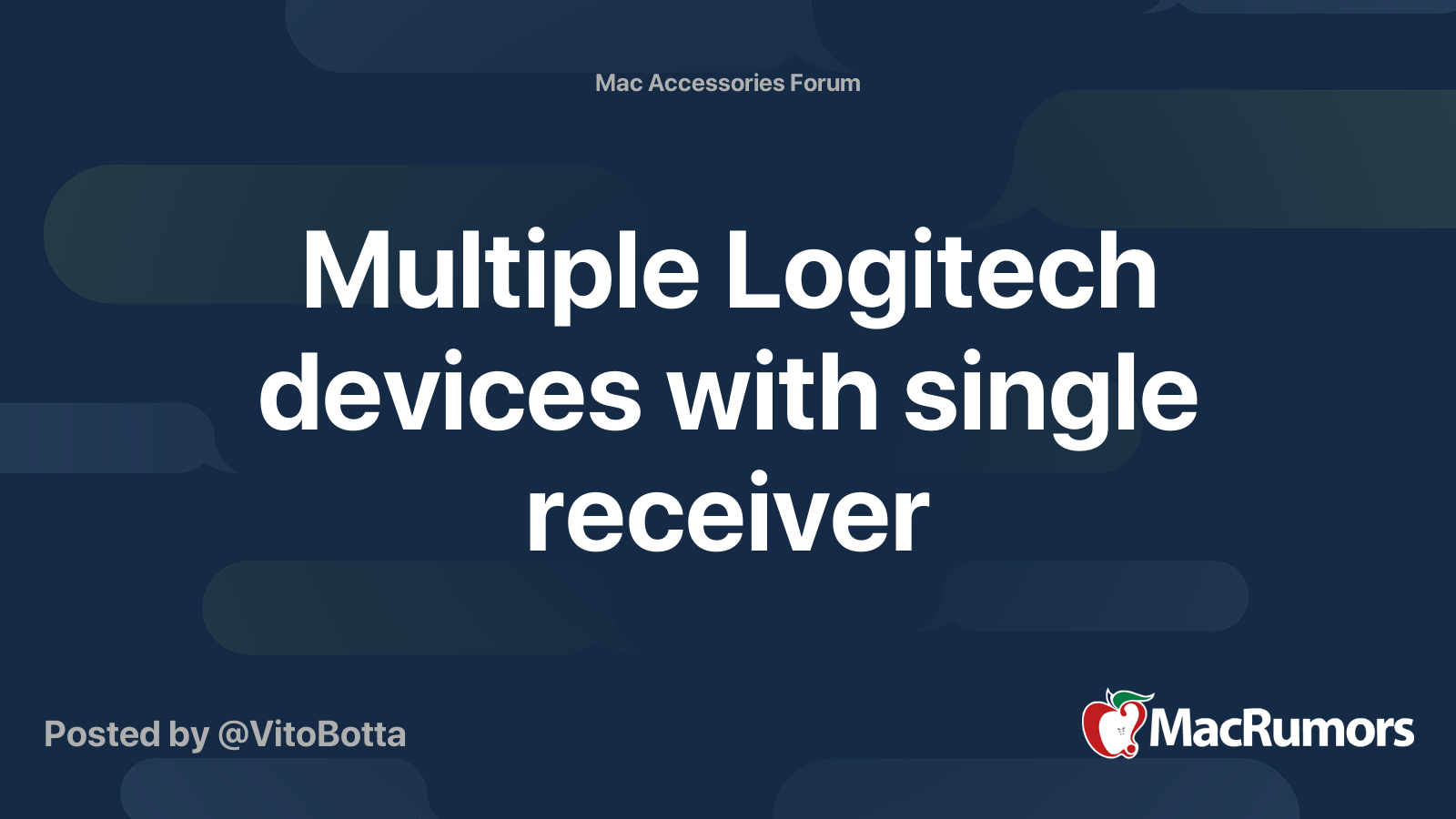 Næsten død Ekspedient generøsitet Multiple Logitech devices with single receiver | MacRumors Forums