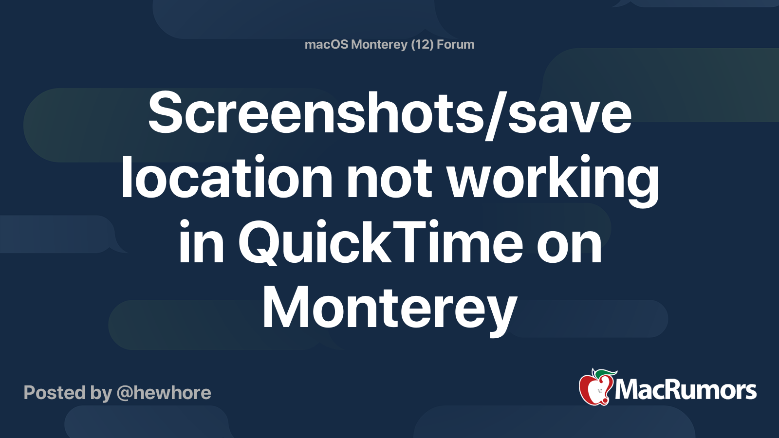 Screenshots/save location not working in QuickTime on Monterey