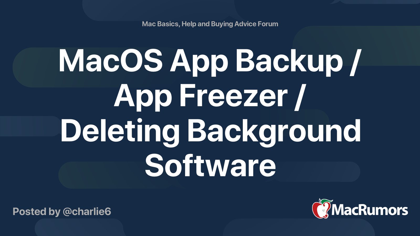 MacOS App Backup / App Freezer / Deleting Background Software ...