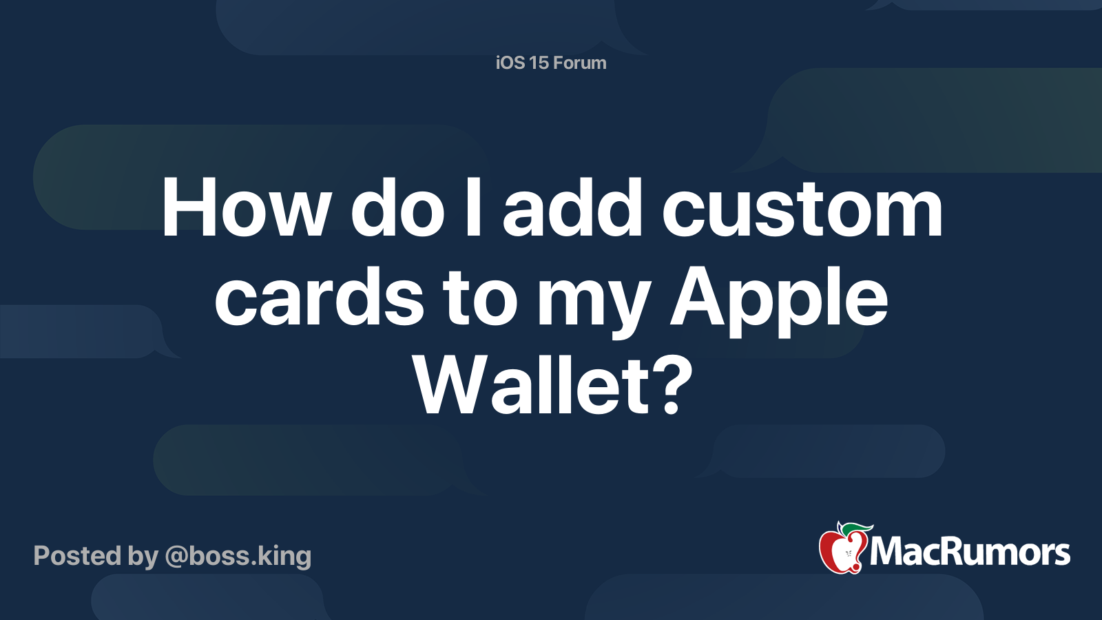 How do I add custom cards to my Apple Wallet? MacRumors Forums