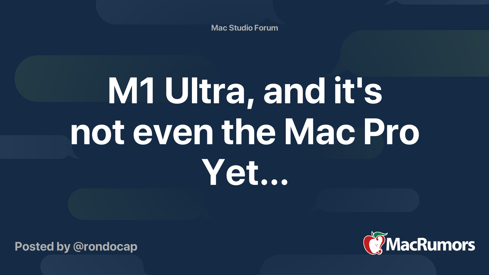 M1 Ultra, and it's not even the Mac Pro Yet... | MacRumors Forums