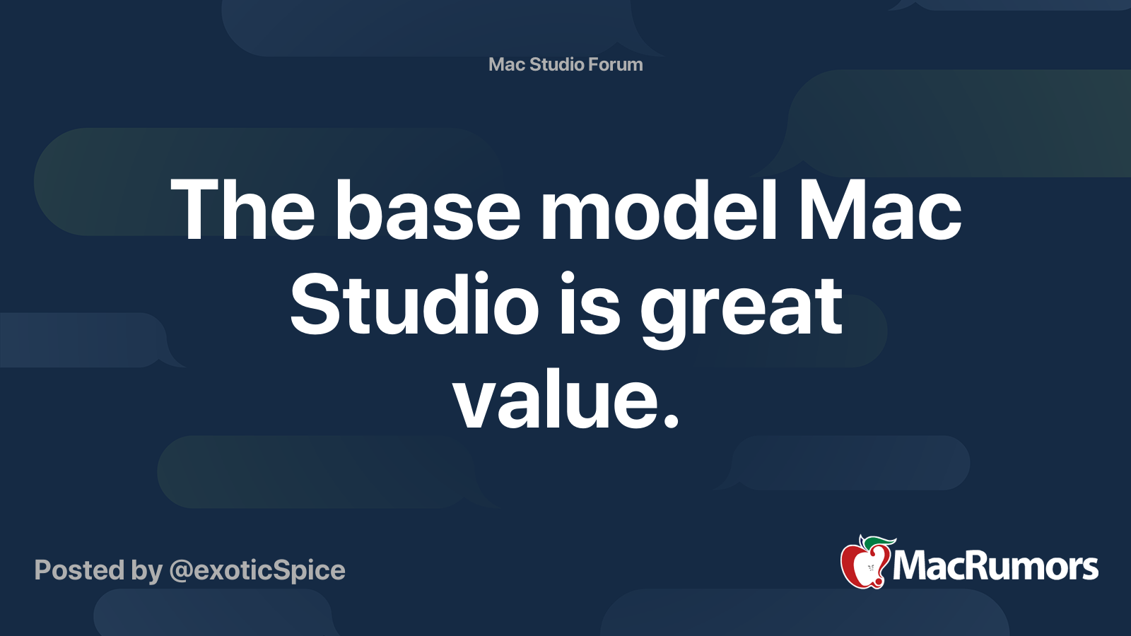 The base model Mac Studio is great value. | MacRumors Forums