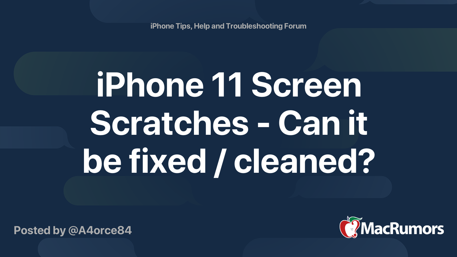 iPhone 11 Screen Scratches Can it be fixed / cleaned? MacRumors Forums