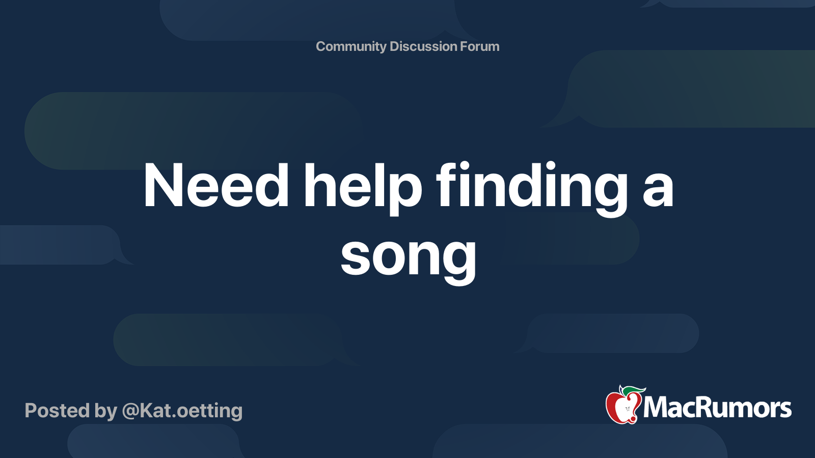 Need help finding a song | MacRumors Forums
