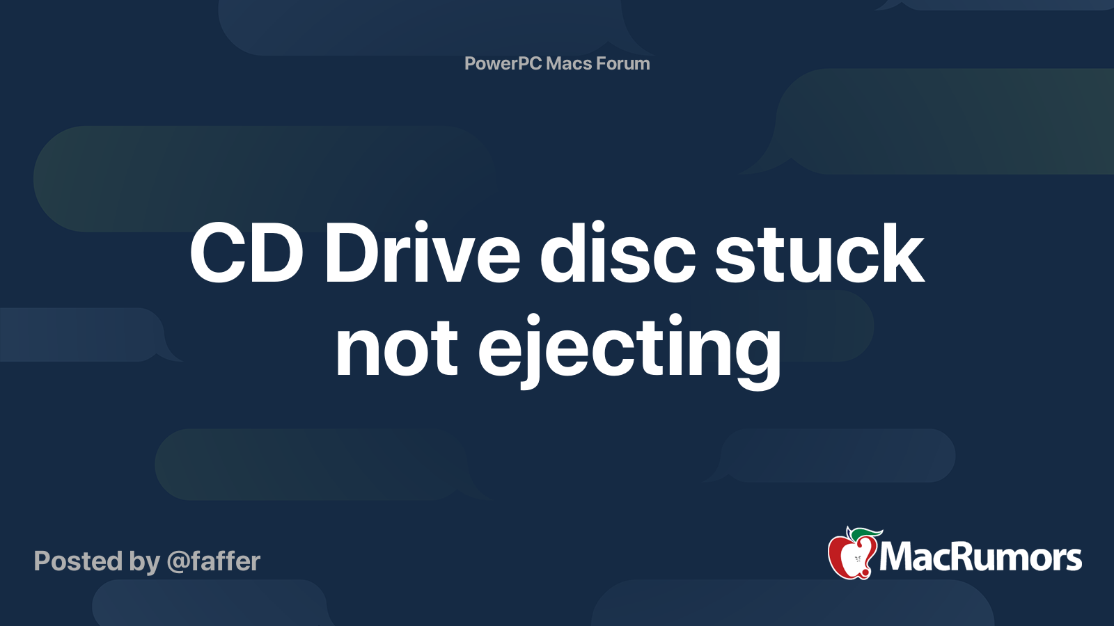 CD Drive disc stuck not ejecting MacRumors Forums