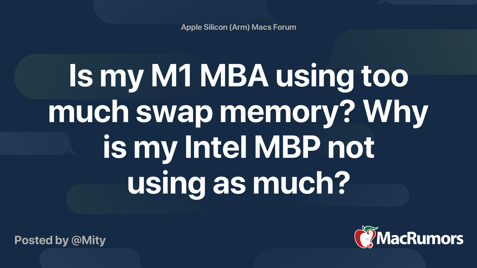Is my M1 MBA using too much swap memory? Why is my Intel MBP not using ...