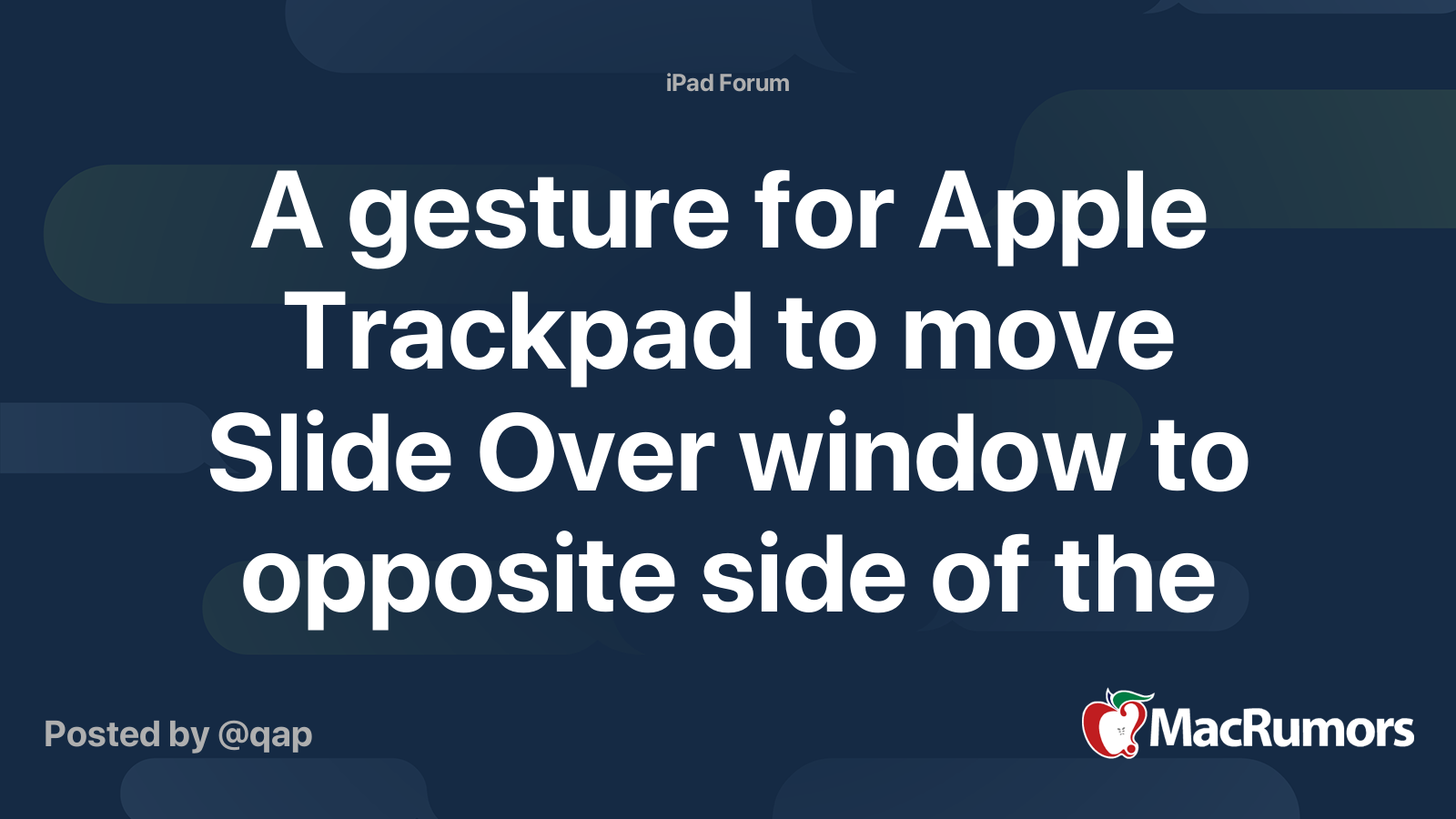 A gesture for Apple Trackpad to move Slide Over window to opposite side of the screen