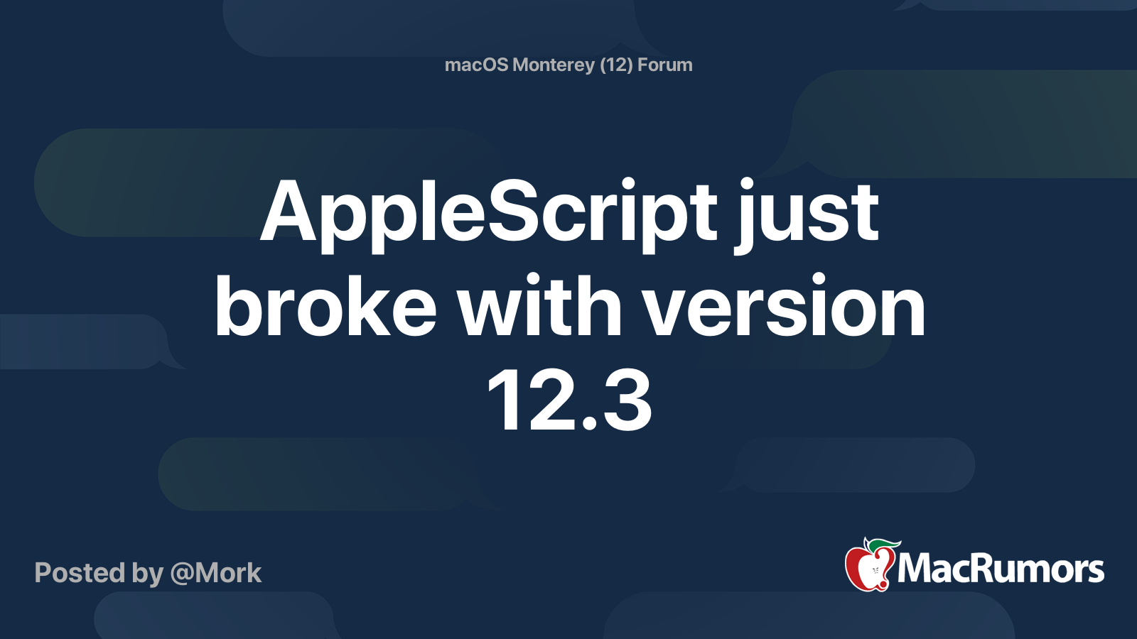 AppleScript just broke with version 12.3 | MacRumors Forums