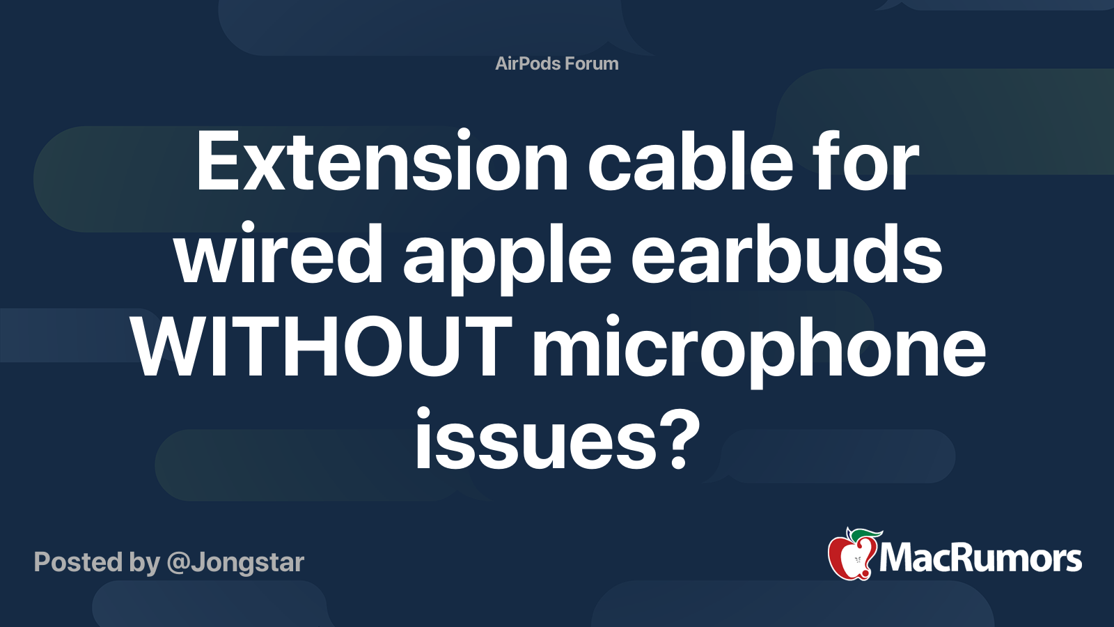 Extension cable for wired apple earbuds WITHOUT microphone issues